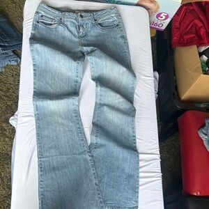 “Wear it declare it” Blue Women's Wide Leg Jeans flare low rise cute ❤️